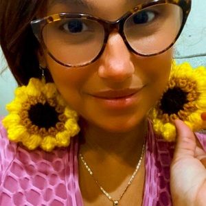 Handmade Crochet Sunflower 🌻 Earrings